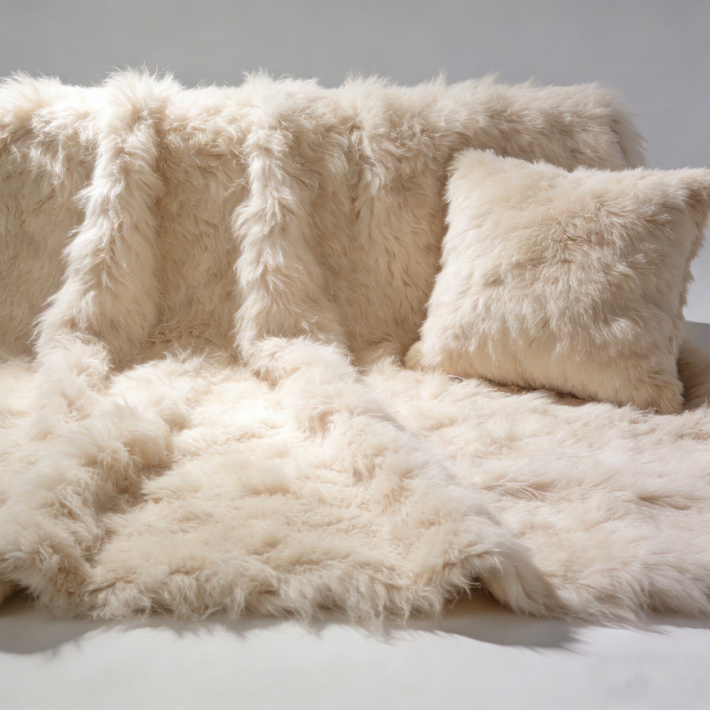 Cream Cloud Plush Faux Fur Fabric