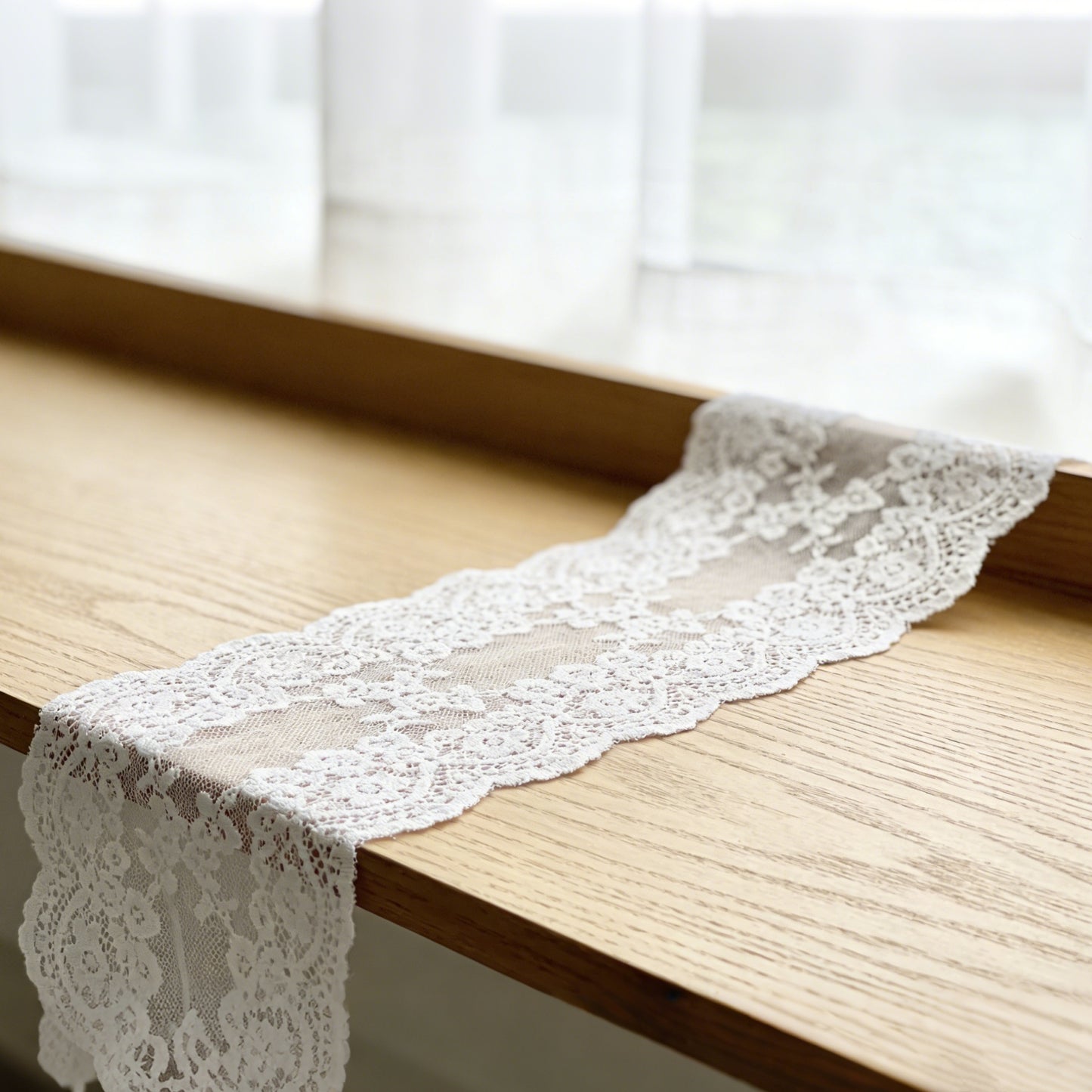 Soft White Floral Water-Soluble Lace Trim Fabric